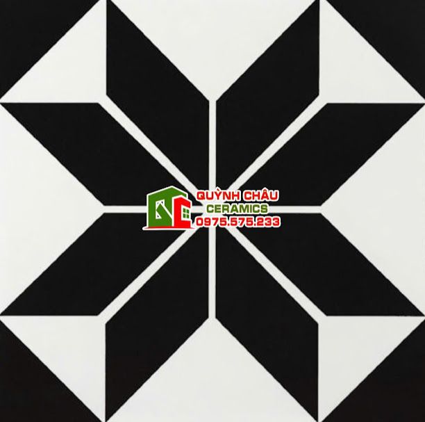 Gạch bông hoạ tiết trắng đen nổi bật 20x20 cm
