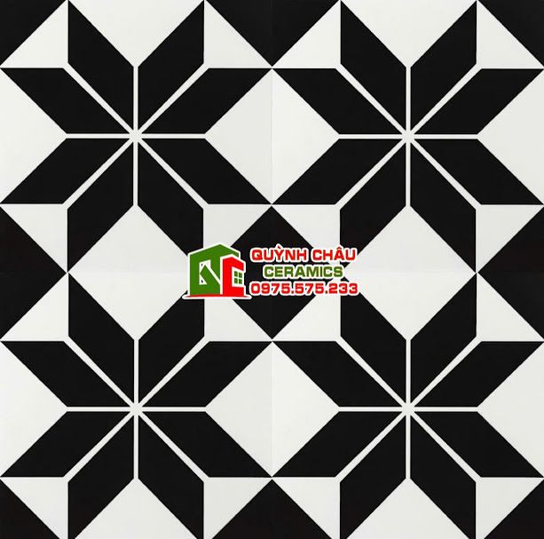 Gạch bông hoa văn đen 20x20 ấn tượng