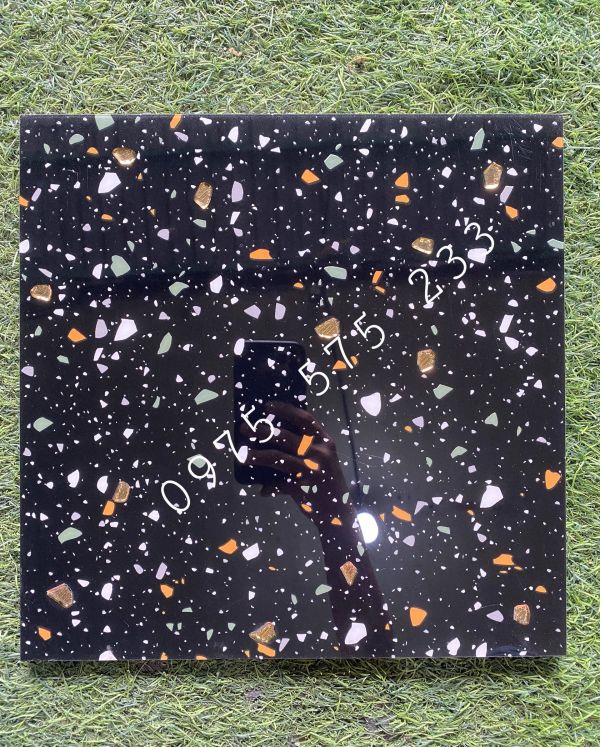 Gạch terrazzo nhũ vàng đen ánh kim sa vân đá 30x30 trang trí