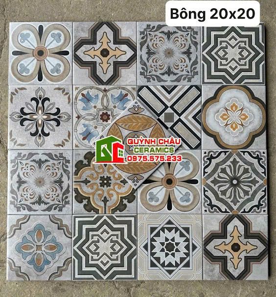 Gạch bông 20x20 mix hoa văn lộn xộn