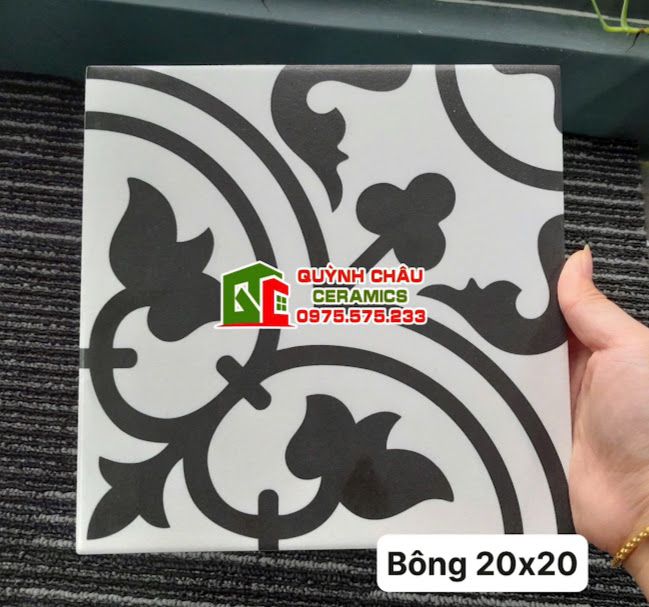 Gạch bông 20x20 lát quán cà phê hoa văn cổ điển