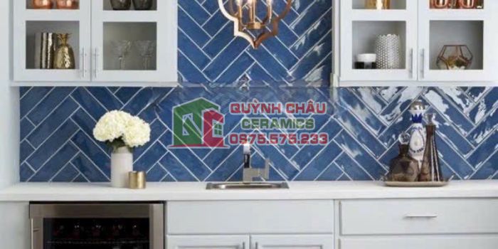 Gạch thẻ bóng 75x300 màu xanh dương