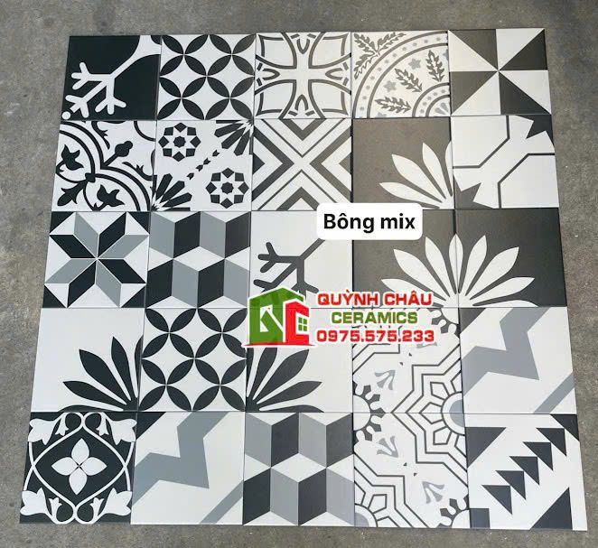 Gạch bông 20x20 mix hoa văn lộn xộn
