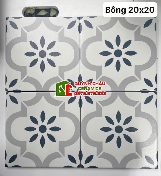 Gạch bông xương đá 20x20 hoạ tiết cánh hoa