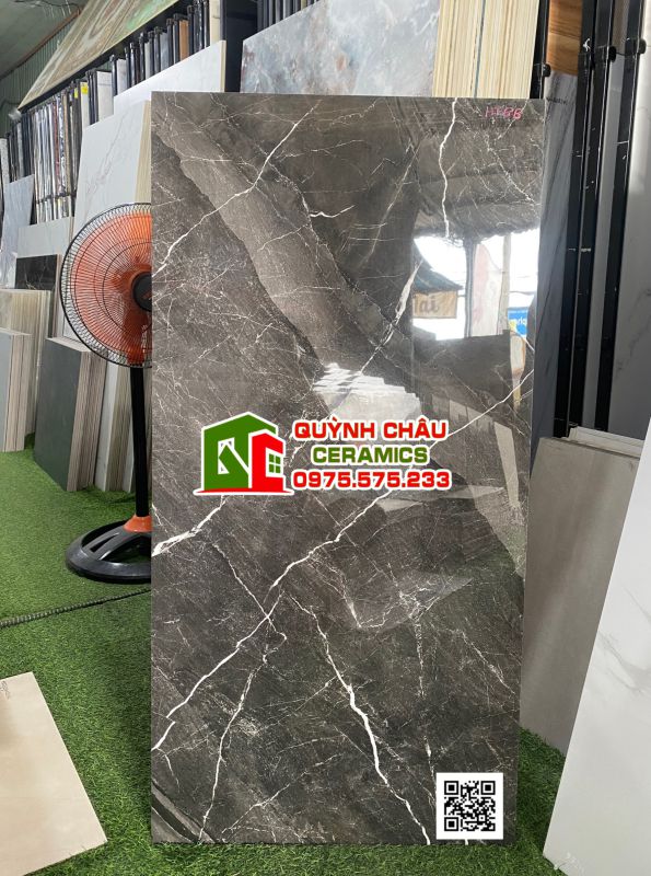 Gạch ốp lát 60x120 đá đồng chất màu đen nâu vân trắng trung quốc