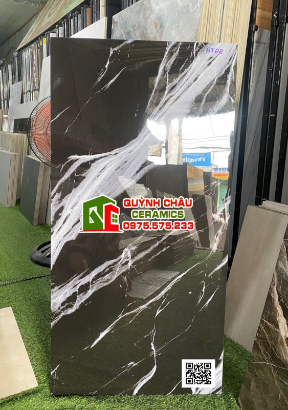 Gạch ốp lát 60x120 màu đen vân đá trắng đẹp siêu bóng