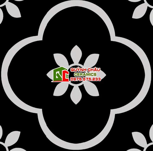 Gạch bông 20x20 hoa mai đen trắng đẹp