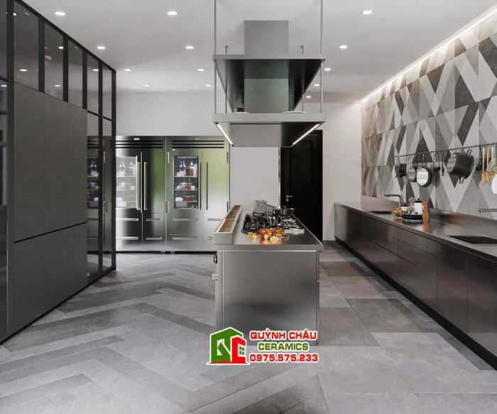 Gạch ấn độ 60x60 mờ terrazzo hoạ tiết xéo              