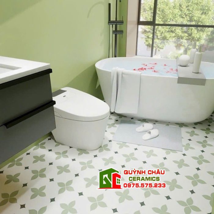 Gạch bông nhập khẩu 20x20 cánh hoa xanh