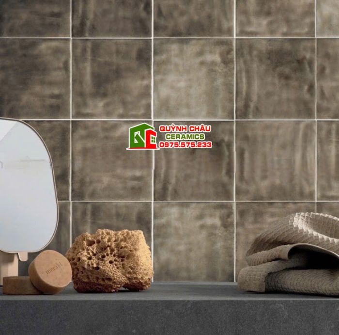 Gạch thẻ màu xám cổ điển 12x12 bóng lượn sóng