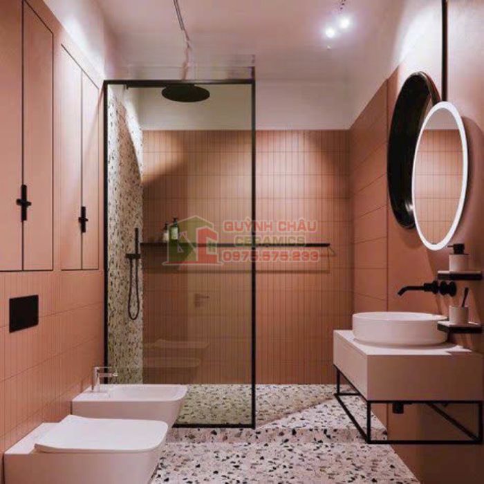 Gạch thẻ mờ 75x300 màu cam đất