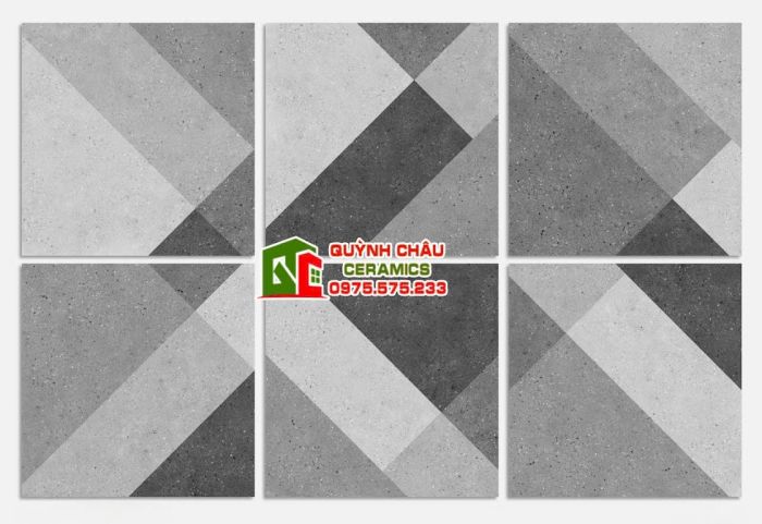 Gạch ấn độ 60x60 mờ terrazzo hoạ tiết xéo              