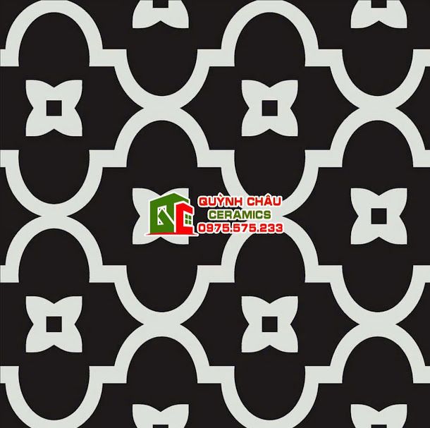 Gạch bông hoa văn lồng đèn đen trắng 20x20 cm