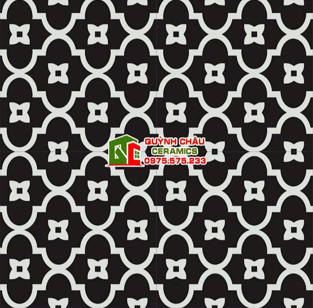 Gạch bông hoa văn lồng đèn đen trắng 20x20 cm