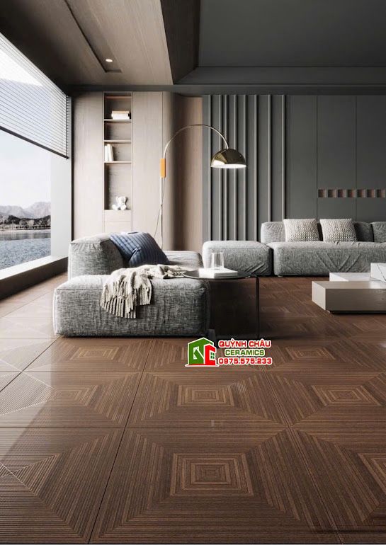 Gạch giả gỗ 60x60 nâu socola vân sọc