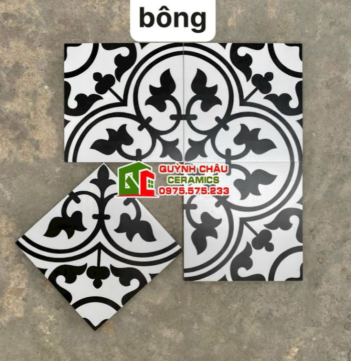 Gạch bông hoa văn cổ điển 30x30 trắng đen