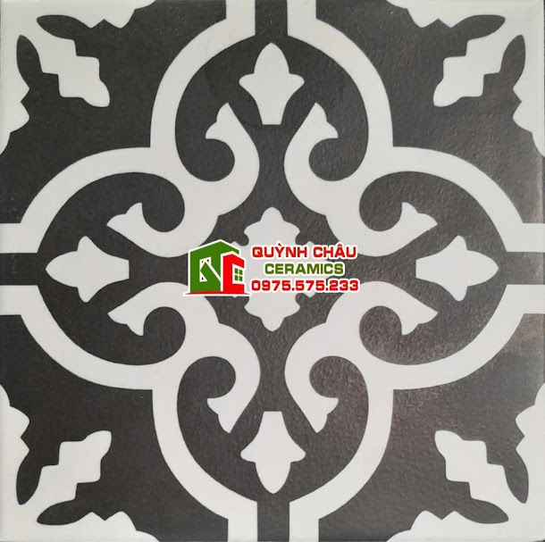 Gạch bông cổ điển 20x20 hoa văn trắng đen