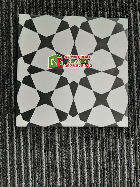 Gạch 20x20 lát nền bông đen trắng