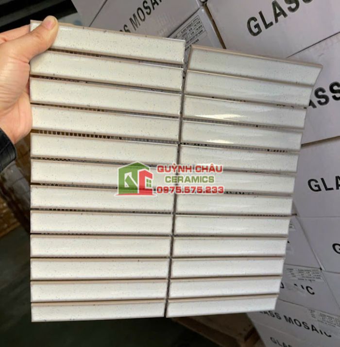 Gạch mosaic thanh que đũa lõm chấm mè