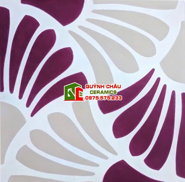 Gạch bông hoa văn màu tím 20x20 cm
