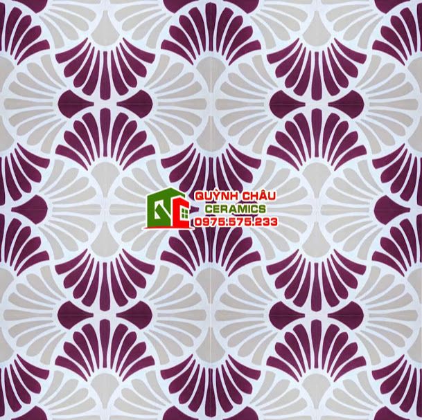 Gạch bông hoa văn màu tím 20x20 cm