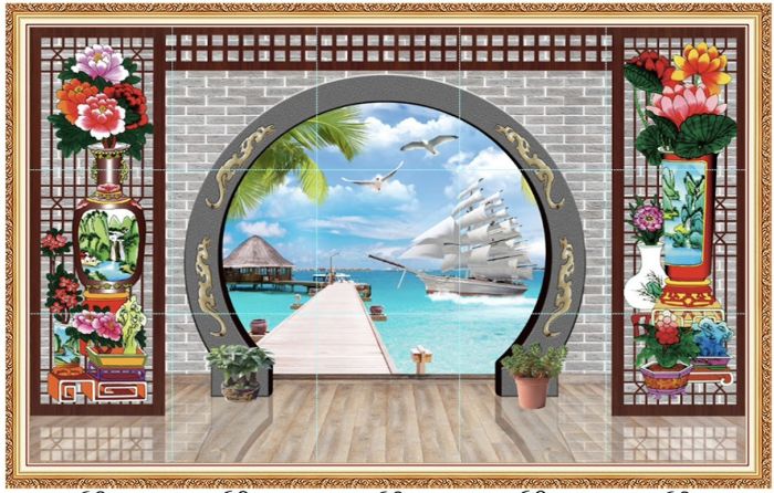 Tranh thuận buồm xuôi gió biển và thiên nhiên