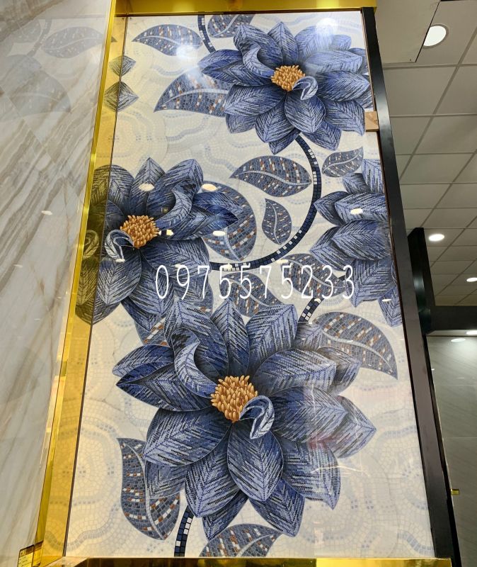 Gạch tranh bông hoa lớn trang trí 120x240 ấn độ