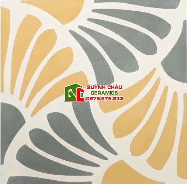 Gạch bông 20x20 hoa văn vàng và xanh