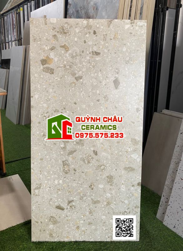 Gạch terrazzo vân đá lớn ốp lát nội thất đẹp 60x120 Veneziano Ivory ấn độ