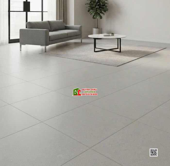 Gạch lát nền Viglacera 80x80 đá mờ màu xám nhạt vân nhẹ