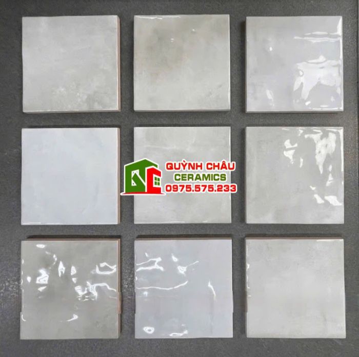  Gạch thẻ lượn sóng 12x12 xám bóng màu xi măng hiệu ứng