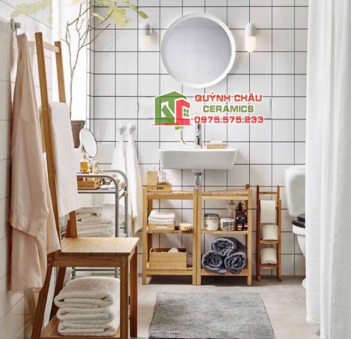 Gạch mosaic vỉ 10x10 thẻ chip trắng mờ