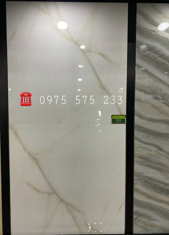 Gạch bóng kiếng 80x80 trắng vân mây vàng cao cấp 3708