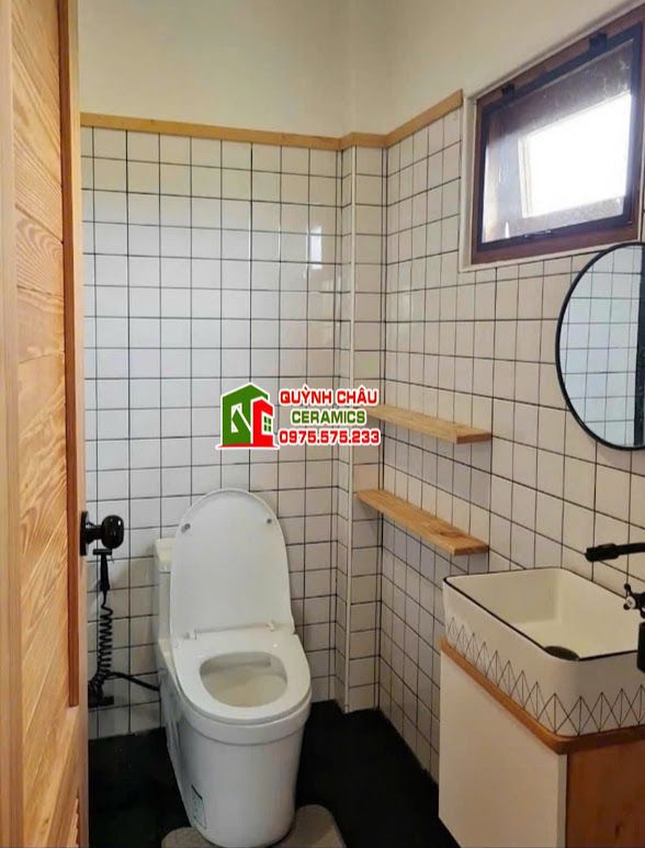 Gạch thẻ ốp tường 10x10 trắng xám xanh