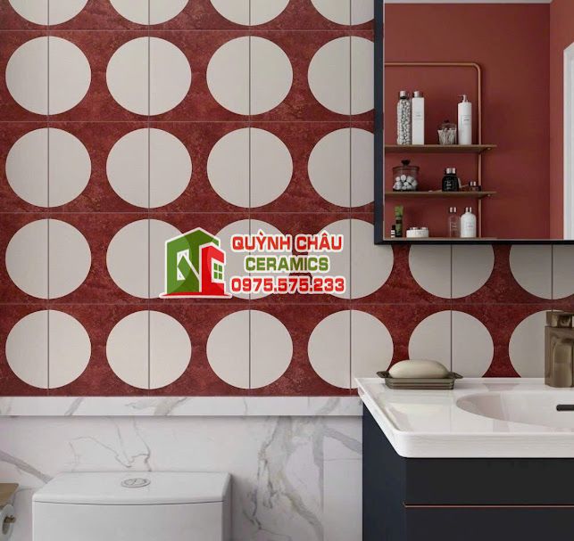 Gạch bông 20x20 màu đỏ phối trắng cổ điển