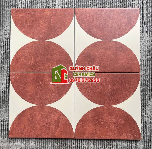 Gạch bông 20x20 màu đỏ phối trắng cổ điển