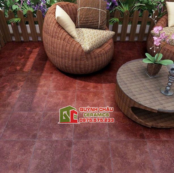 Gạch bông đơn màu đỏ giả cổ 20x20 cm