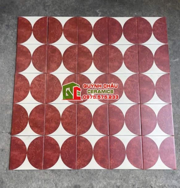 Gạch bông 20x20 màu đỏ phối trắng cổ điển