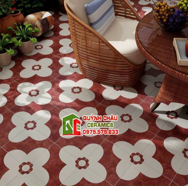 Gạch bông hoa mai màu đỏ 20x20 cm