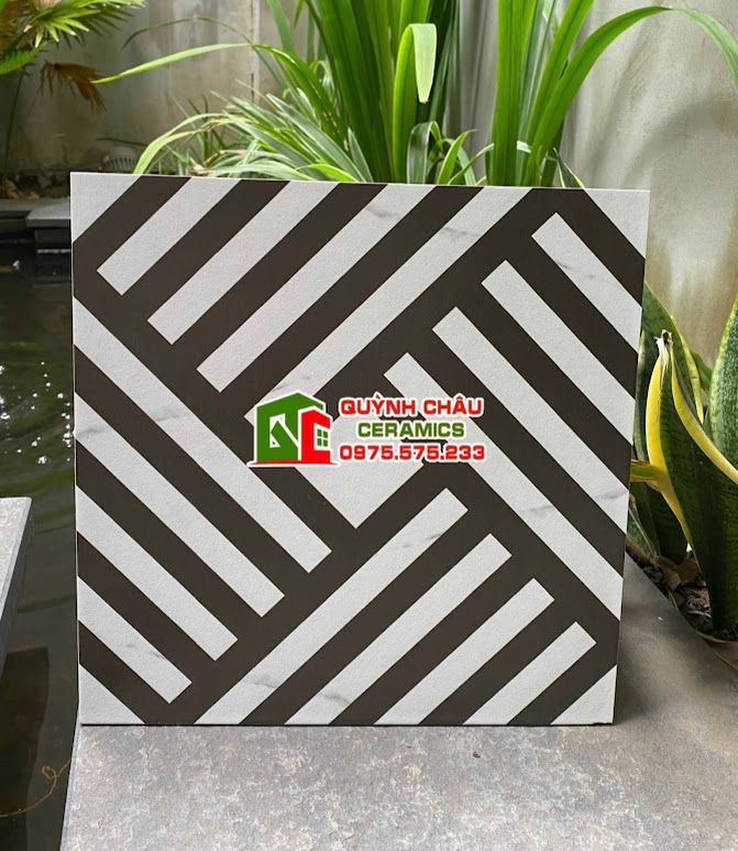Gạch bông 30x30 viền trắng đen trang trí