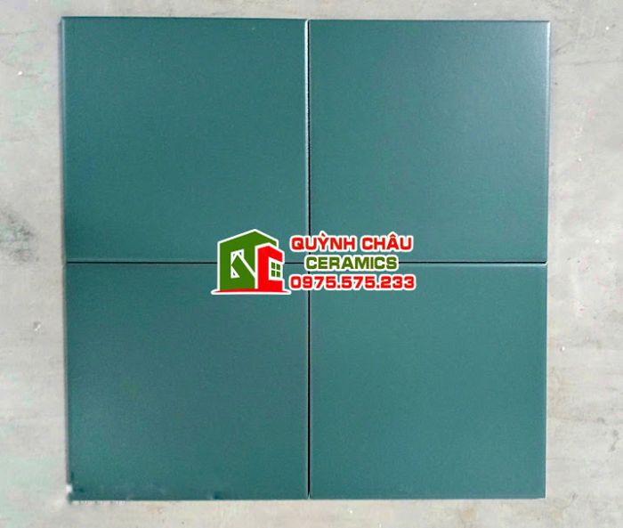 Gạch bông 20x20 men trơn xanh đậm đơn sắc