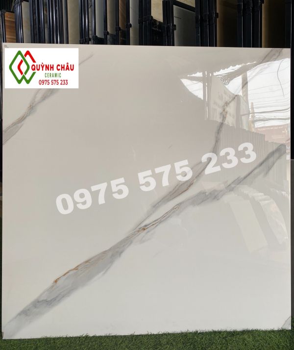 Gạch lát nền 1m x 1m bóng kiếng 100x100 trắng vân khói