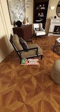 Gạch 60x60 vân gỗ nâu đỏ hoạ tiết 3D đối xứng    