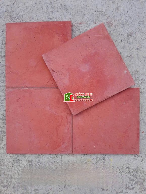 Gạch cổ màu đỏ hình vuông ốp lát trang trí 19x19cm