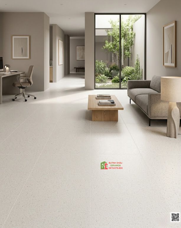 Gạch Terrazzo 60x120 đá mờ xám hạt mịn