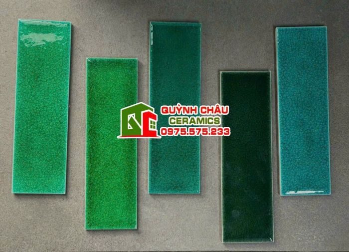 Gạch thẻ 6x20 trang trí màu xanh