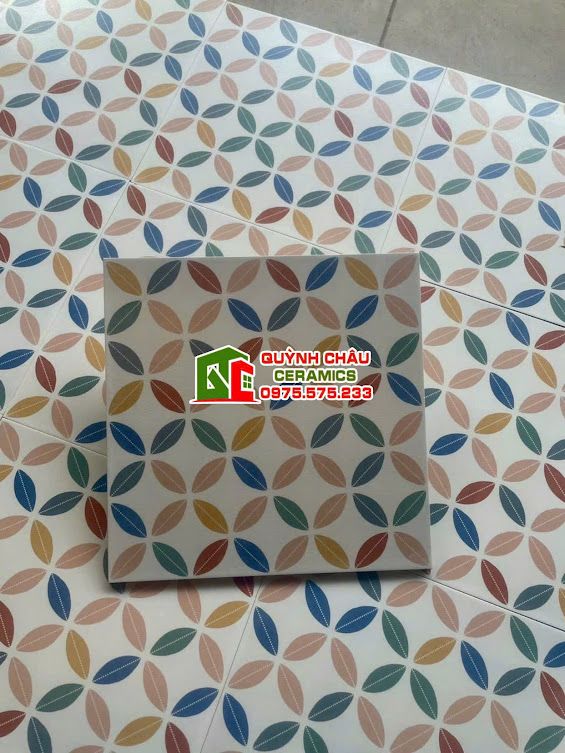 Gạch bông 30x30 hoa văn đồng tiền mix nhiều màu