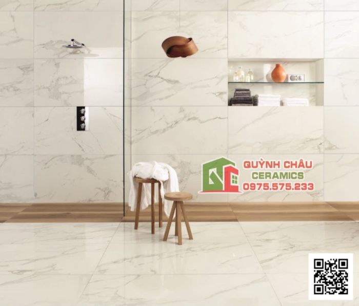 Gạch Italy 75x75 trắng marble vân đá bóng kiếng