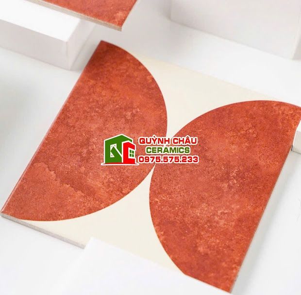 Gạch bông 20x20 màu đỏ phối trắng cổ điển