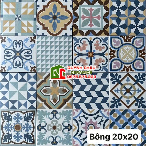 Gạch bông 20x20 mix hoa văn lộn xộn